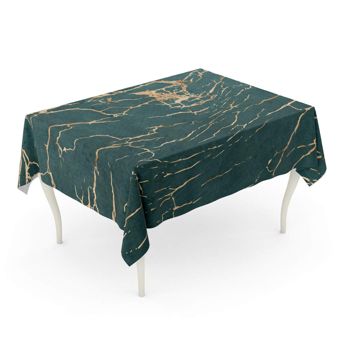 JSDART Abstract Cracked Marble in Rose Gold Overlaid on Rich Tablecloth Table Desk Cover Home