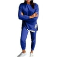 thumbnail image 2 of Two Piece Outfit for Women Plus Size Long Sleeve Sweatshirt Jogger Casual Lightweight Fall Sweatsuits Set New Two Piece Sets for Women Fall Plus Size Blue 5XL, 2 of 6