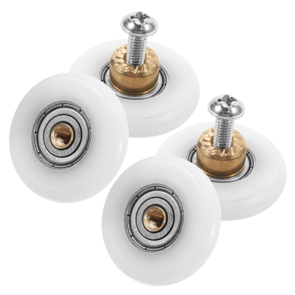 ADDHAT Copper Shower Door Wheel, White, Reliable and Aesthetically Pleasing 4Pcs