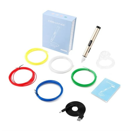3D Printing Pen Adjustable Printing Temperature 0.6mm Nozzle with 5 Colors Filament