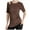 Brown, variant on Women's Cotton Blend Tops Slim Fitted Crew Neck Short Sleeve Sports Yoga Shirts Summer Soft Breathable Blouses (XL, Brown)