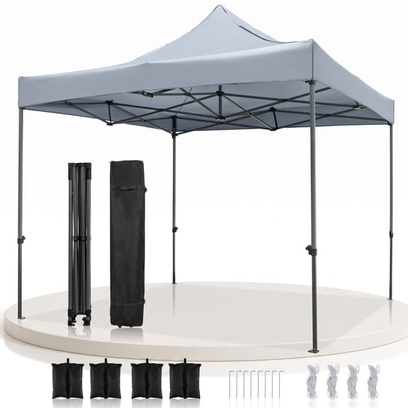 Biotree 10 x 10 ft Outdoor Pop Up Canopy Tent Easy Setup Gazebo Shelter with Wheeled Bag 420D Oxford, Gray