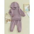 thumbnail image 3 of Suealasg Baby Boys Girls Spring Tracksuit Outfits Clothes 6M 1T 2T 3T Long Sleeve Hooded Sweatshirt and Drawstring Pants Kids 2Pcs Casual Autumn Clothing, 3 of 9