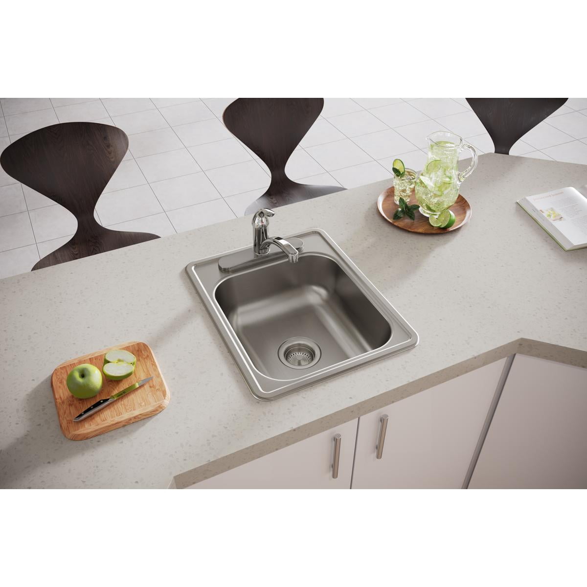 Dayton Stainless Steel 25" x 19" x 6-5/16", Equal Double Bowl Drop-in Sink, 3 Hole