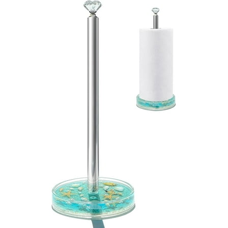 FONMY Standing Countertop Acrylic Paper Towel Holder W/Base, Handmade Seascape, Ocean Décor. for Kitchen/Bathroom