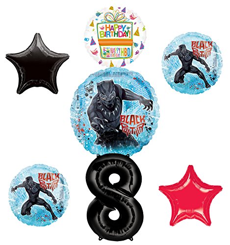 8 BLACK PANTHER HANGING SWIRL DECORATIONS ~ Birthday Party Supplies Marvel MCU