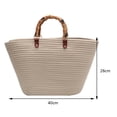 thumbnail image 3 of Bolsos Playa Bolso Tejido Algodón Con Asa Bambú A Rayas para Viajes (Estilo 2), 3 of 8
