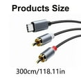Type C to 2RCA Adapter Cable Plug and Play Cord Y Splitter Wire Line