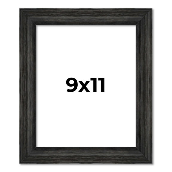 9x11 Distressed/Aged Black Complete Wood Picture Frame with UV Acrylic, Foam Board Backing, & Hardware