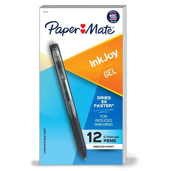 Paper Mate InkJoy Gel Pens, Medium Point, Black, 12 Count