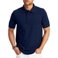 thumbnail image 2 of Quick Dry Polo Shirts for Men Short Sleeve Breathable Pique Knet Golf Business Casual Top Lightweight Athletic T-Shirt Summer Navy M, 2 of 7