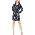 thumbnail image 1 of maison Jules Womens Floral Mini A-line Vestido azul marino M, 1 of 1