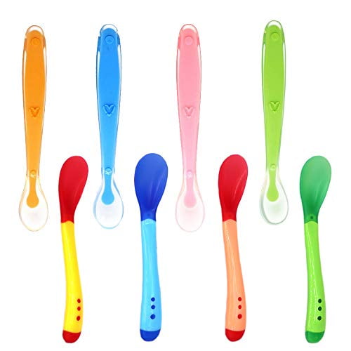 8-Piece Bundle: First-Stage Silicone Baby Weaning Spoons & Utensils Set  teather