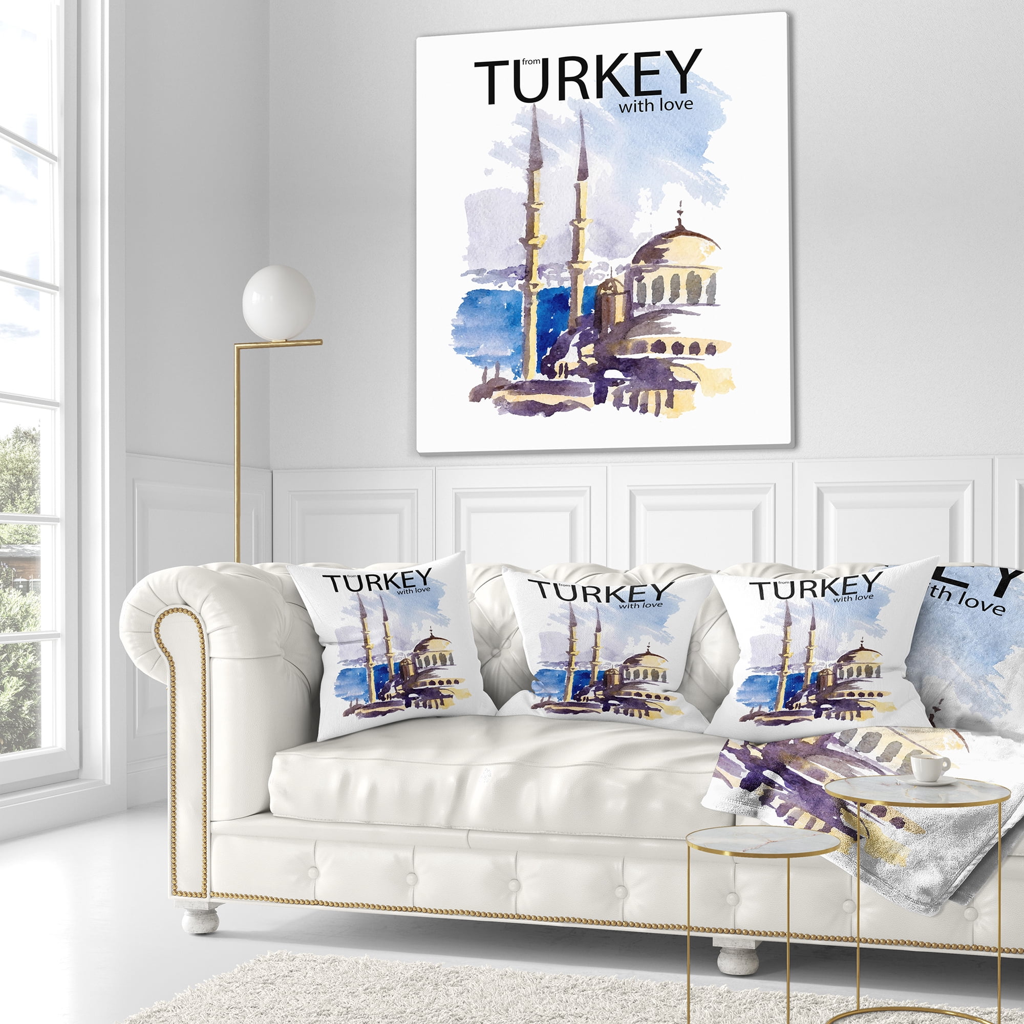 Designart Turkey Vector Illustration - Cityscape Throw Pillow - 18x18