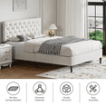thumbnail image 4 of 4 EVER WINNER Full Size Bed Frame, Upholstered Platform Bed with Headboard, Button Tufted Headboard, White, 4 of 8