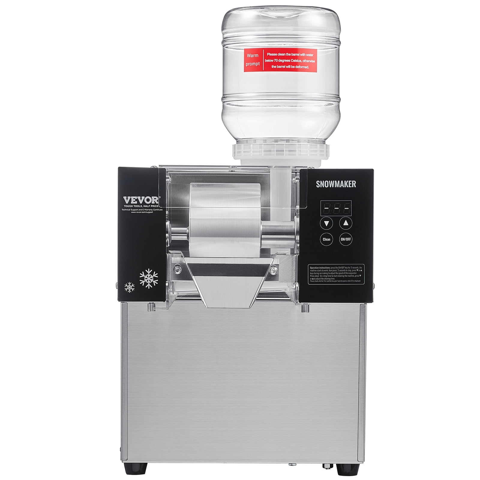 VEVOR Commercial Snowflake Ice Machine, 176.4LBS/24H Snowflake Ice Maker, Stainless Steel Ice Shaver Machine, Electric Snow Cone Maker, Air Cooling System for Rapid Heat Dissipation, Bakery, Cafe