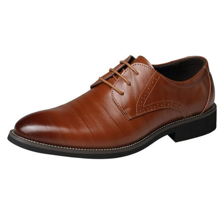 

Mackneog Cl ical Style Shoes For Men Slip On PU Low Rubber Sole Block Heel Work Gift on Clearance