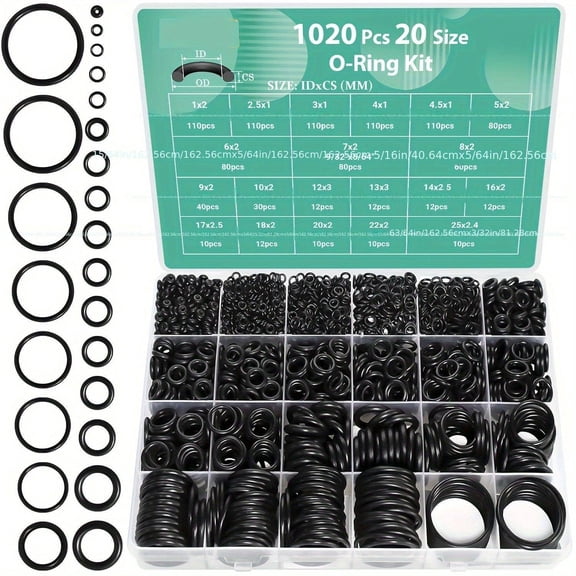 Sasio 1020-Piece 20-Size O-Ring Kit – Rubber Washer Gasket Set for Plumbing, Auto Repair, Air/Gas Sealing, Pressure Washer, Resist Connections