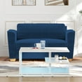 thumbnail image 4 of MUZZ Twin Size Pull Out Sofa Bed, Velvet Sofa Couvh with Pull Out Bed, Sleeper Sofa Couch with Foam Mattress, 2-in-1 Sleeper Couch Bed for Living Room/Apartment/Small Spaces (Blue), 4 of 7