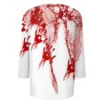 thumbnail image 7 of WTOBBY Women's Vintage Halloween Print V-Neck 3/4 Sleeve Casual Top Loose Fit Blouse Tee for Fall Festivities and Daily Fashion Wear,Wine 5XL, 7 of 7