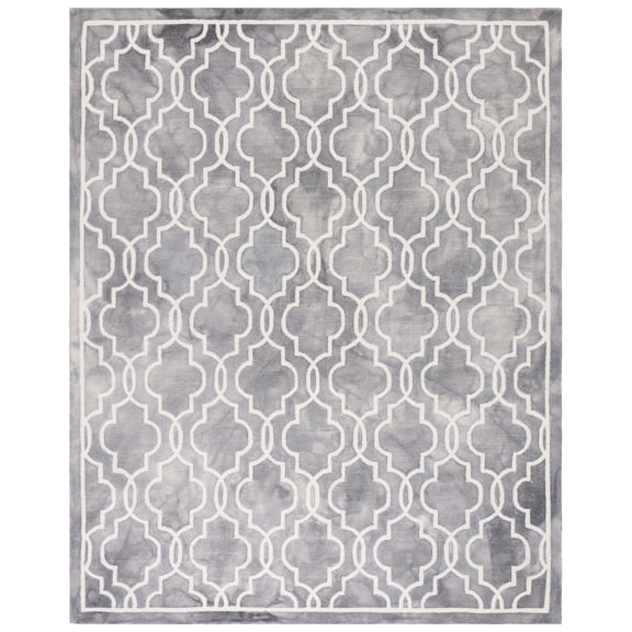 SAFAVIEH Dip Dye Leighton Geometric Wool Area Rug, Grey/Ivory, 5' x 8'