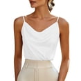 thumbnail image 4 of Inverlee Satin Cowl Neck Cami Top for Wome Casual Sleeveless Spaghetti Strap Blousen Party Wear Basic Tank Tops White L, 4 of 7