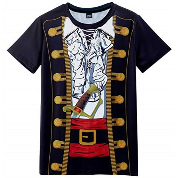 FUNNY WORLD funny world men's pirate costume tshirts (4xl) black