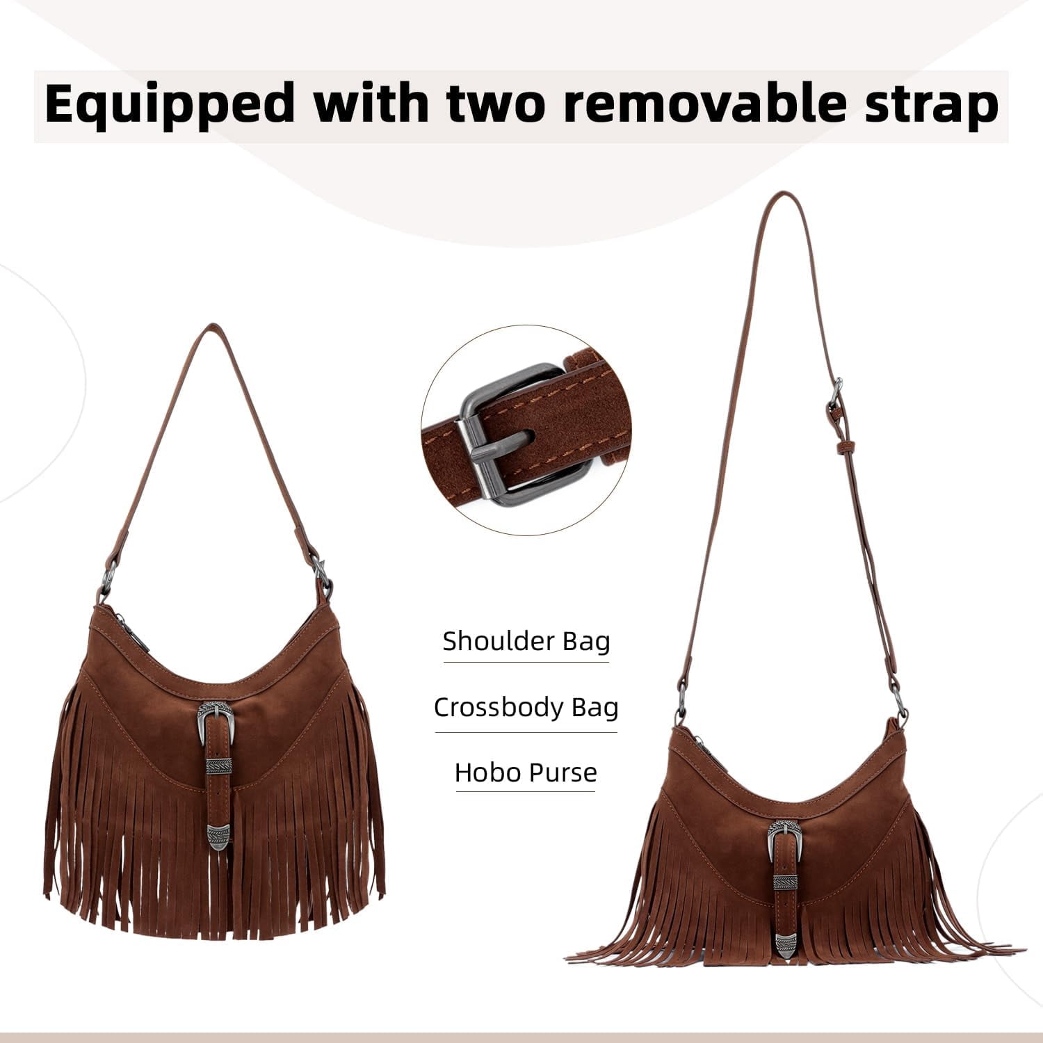 Fringe Hobo Purse for Women Tassel Shoulder Bag Vintage Suede Handbag Hippie Western Tassel Bag