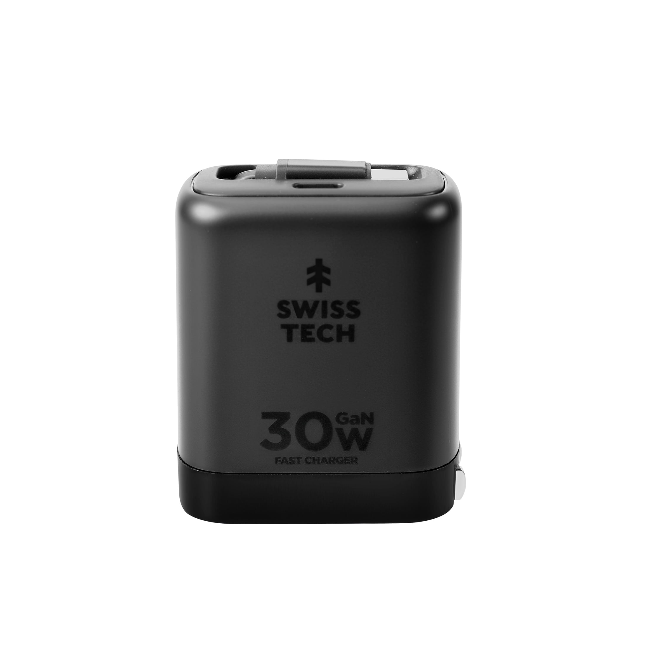 Swiss Tech Mussen 30W USB-C Wall Charger with Retractable Cable, Fast PD Charging