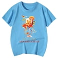 thumbnail image 4 of PMVFHDE T-Shirts à Manches Courtes pour Filles T-Shirts Amples pour Filles T-Shirts Amples Imprimés Col Rond Manches Courtes T-Shirt Bleu Ciel, 3-4 Ans, 4 of 4