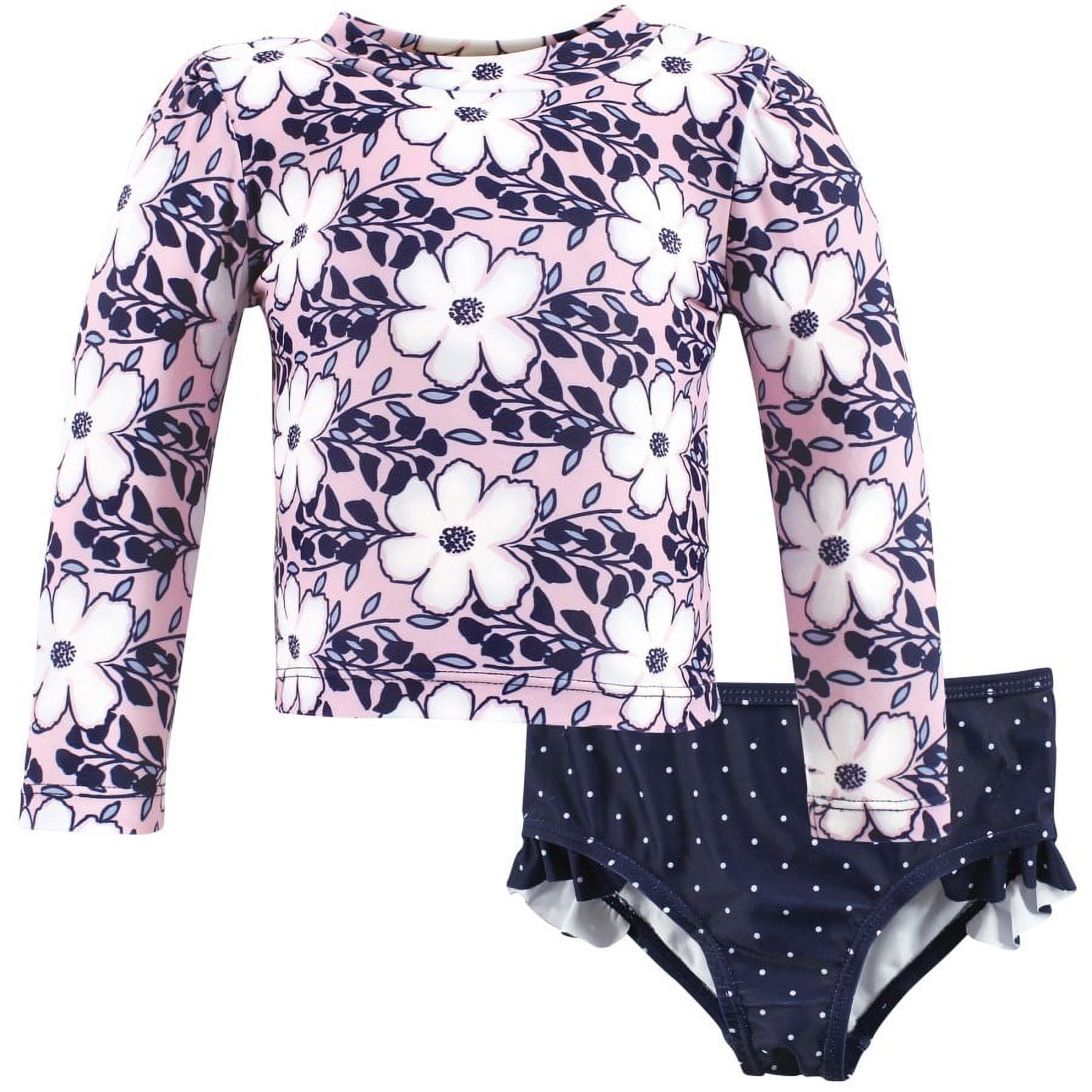 Hudson Baby Girls Swim Rashguard Set, Leafy Cosmos, 3-6 Months