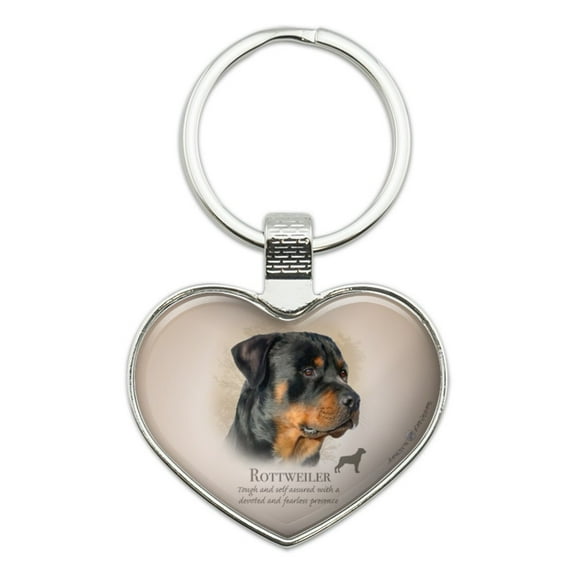 Rottweiler Rottie Dog Breed Keychain Heart Love Metal Key Chain Ring
