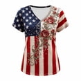 thumbnail image 4 of BOOMNY Independence Day Womens Short Sleeve Tshirts V Neck Patriotic Usa Flag Star Striped Graphic T-Shirts 4Th Of July Tee Tops for Women, 4 of 4