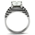 thumbnail image 3 of High polished (no plating) Stainless Steel Ring with AAA Grade CZ in Clear for Women Clear Stone Color Style TK393 Size 10, 3 of 4