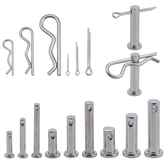 184 Pcs Clevis Pin Cotter Pins Dowel Pins Assortment Kit 15 Sizes 304 Stainless Steel Hitch Pin Clips Open Latch for Cars Mechanics Accessories