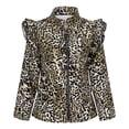 thumbnail image 4 of Open Front Blazer Formal Print Coat Cardigan Work Office Suit Jacket Regular Lightweight 3/4 Sleeve Blazers for Women, 4 of 7