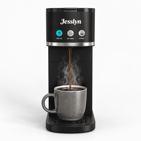 Jesslyn Single Serve Coffee Maker Compatible with K Cup Capsules & Grounds, Black