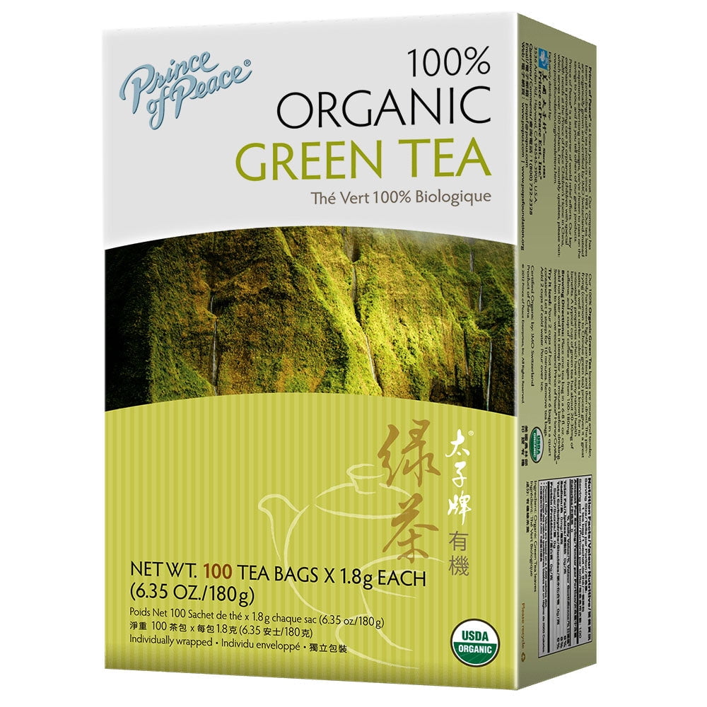 Prince of Peace Organic Green Tea, 100 Tea Bags Per Box Count