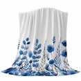 thumbnail image 6 of Blue Poppy Floral Blanket Soft Cozy Warm Throw Blanket for Couch, Plush Fuzzy Flannel Fleece Blankets for Sofa, Watercolor Flowers Pastoral Bed Blankets Lightweight Gifts for Women, 40"x50", 6 of 9