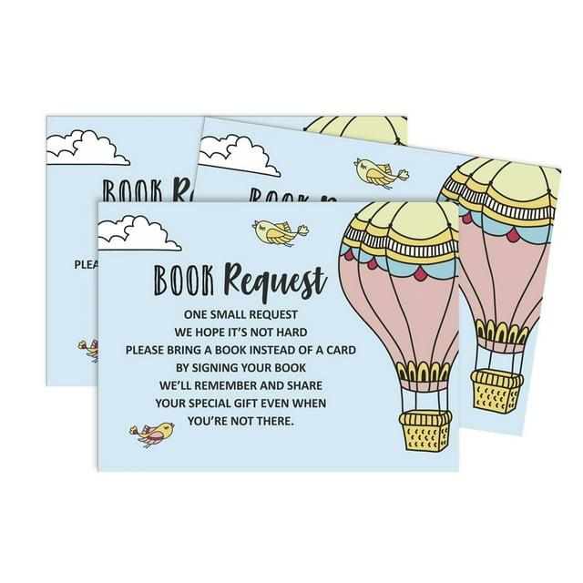 Inkdotpot 30 Books For Baby Shower Request Cards Bring A Book Instead Of A Card Gender Neutral Up Up & Away Baby On The WayBaby Shower Invitations Inserts Games