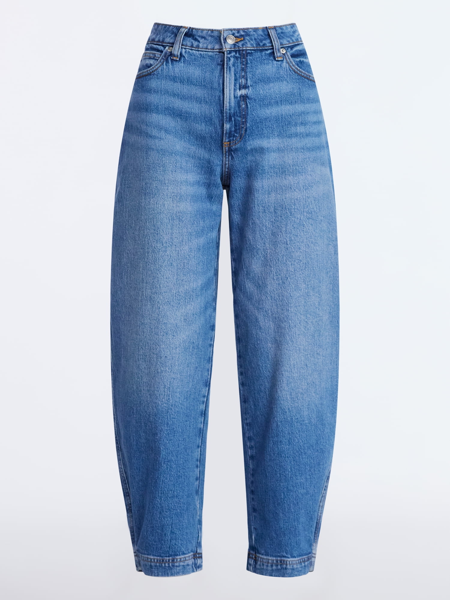 Free Assembly Women's Mid Rise Wide Hem Barrel Jeans, 28" Inseam, Sizes 0-20
