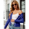 thumbnail image 4 of Women'S Long Sleeve V-Neck Button Down Cardigan Knit Shrugs Sweater Blue XL, 4 of 7