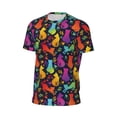 thumbnail image 6 of Wukai Colorful Cats Print Men's Short-Sleeved Mesh T-Shirt,Quick-Dry Short Sleeve Workout T-Shirt-, 6 of 8