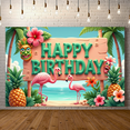 thumbnail image 7 of Yatrandify Tropical Design Birthday Banner Colorful Decoration Party Backdrop Floral Elements Flamingo Background for Birthday Celebration Kids Event Indoor Party, 7 of 7