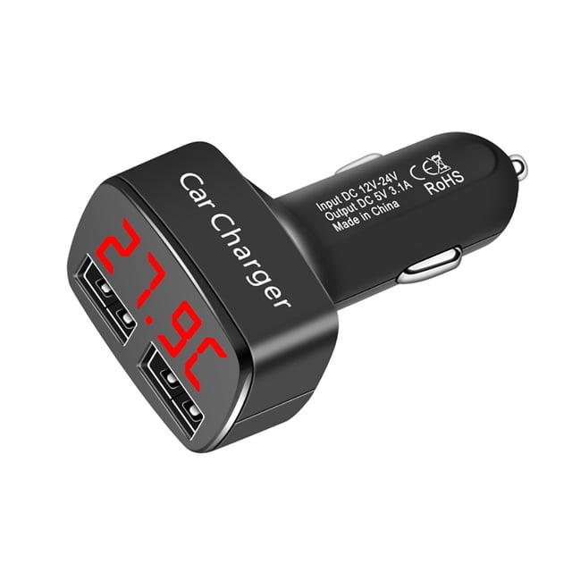 Cargador De Coche Usb Dual Voltaje Universal Medidor De Corriente Del Coche Adaptador De Prueba Pantalla Digital Led Ahorre Tiempo De Carga Dispositivo De Carga Vogacara VI003878-00