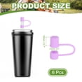 thumbnail image 2 of Silicone Straw Covers Cap Drinking Straw Toppers with Handle Dust-Proof Fit for Water Bottle 30-40 oz Tumbler Purple, 2 of 5
