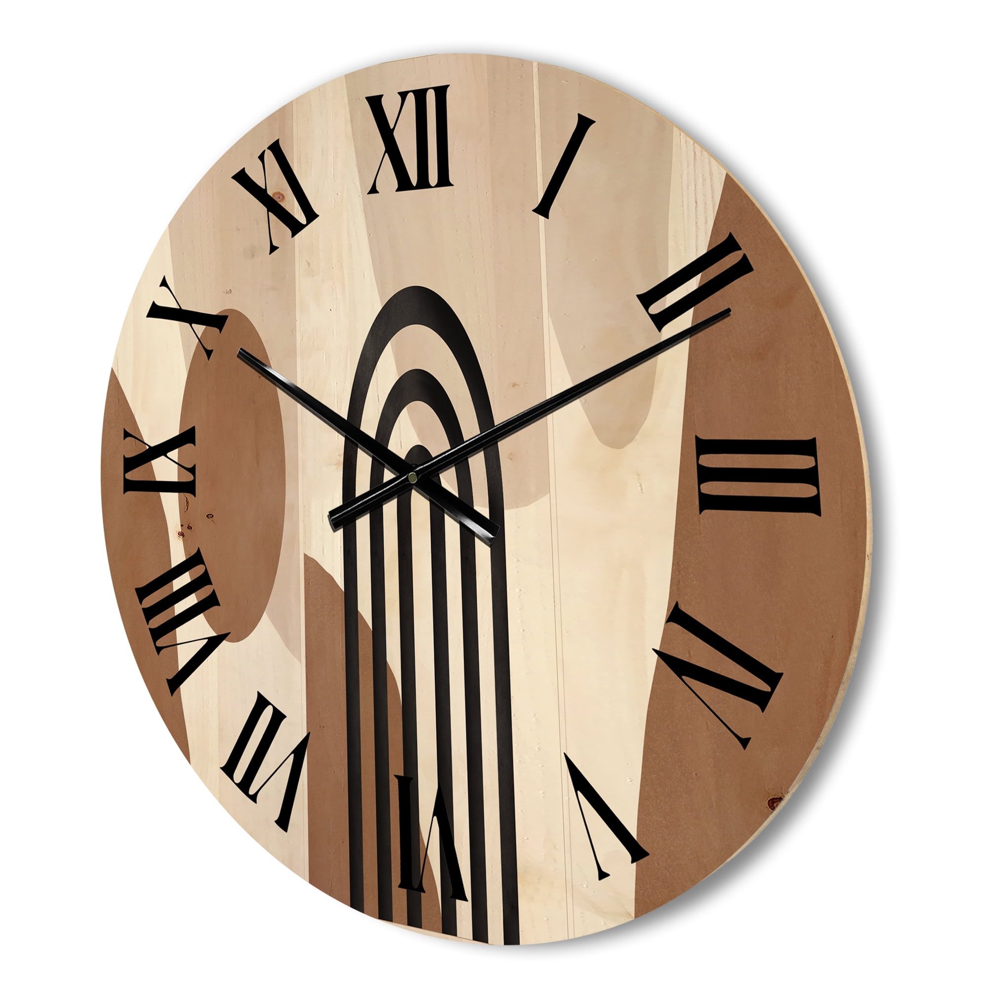 Designart 'Abstract Shapes in Ivory and Terracotta Shapes II' Modern Wood Wall Clock
