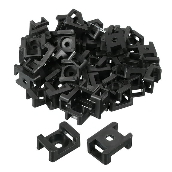Uxcell 250pcs Cable Tie Base Saddle Type Mount Wire Holder, 0.88"x0.63"x0.35" Wire Clips Organizer Clamp Black 0.17"Dia