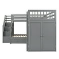 thumbnail image 7 of Twin-Twin over Full L-Shaped Bunk Bed With 3 Drawers, Portable Desk and Wardrobe, Gray, 7 of 7