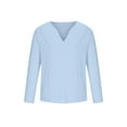 thumbnail image 3 of Lamuusaa Menacute;s Spring Summer Casual T Shirt Solid Color Long SleeveShirts Loose Fit Tops, 3 of 5